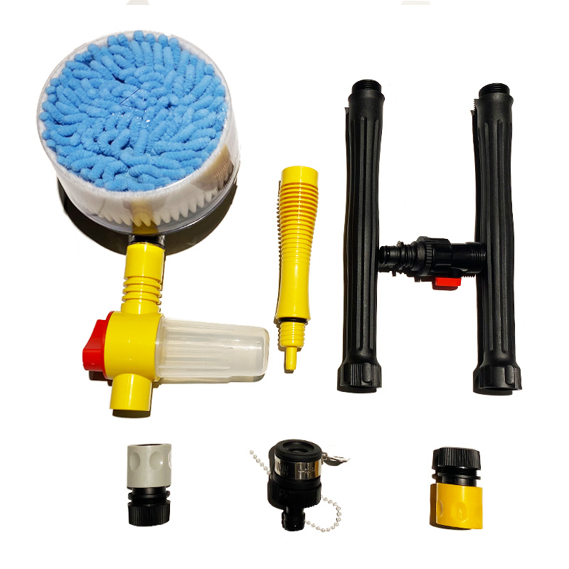 New auto 360 degree water flow rotating car wash brush with soap